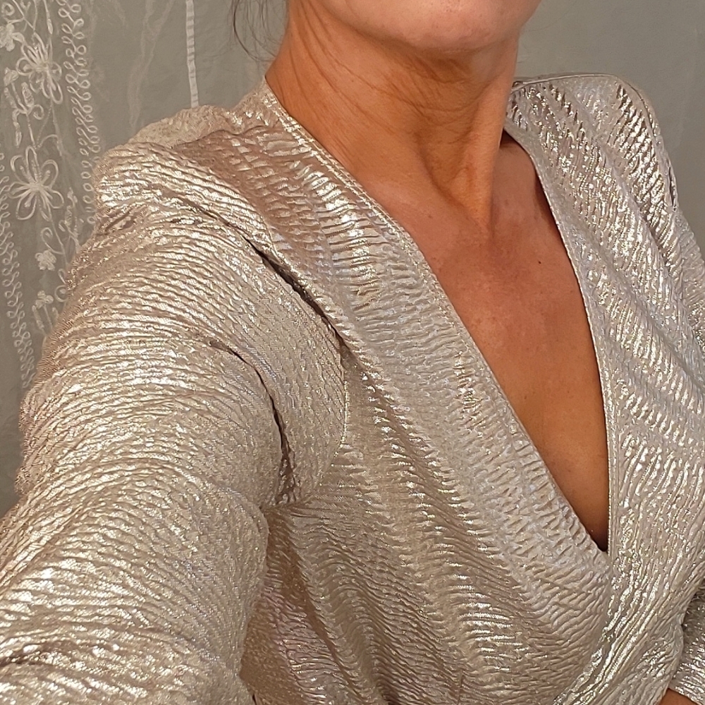 NEW Sexy Sparkle Wrap Top with Crystal Bead Hemline, M